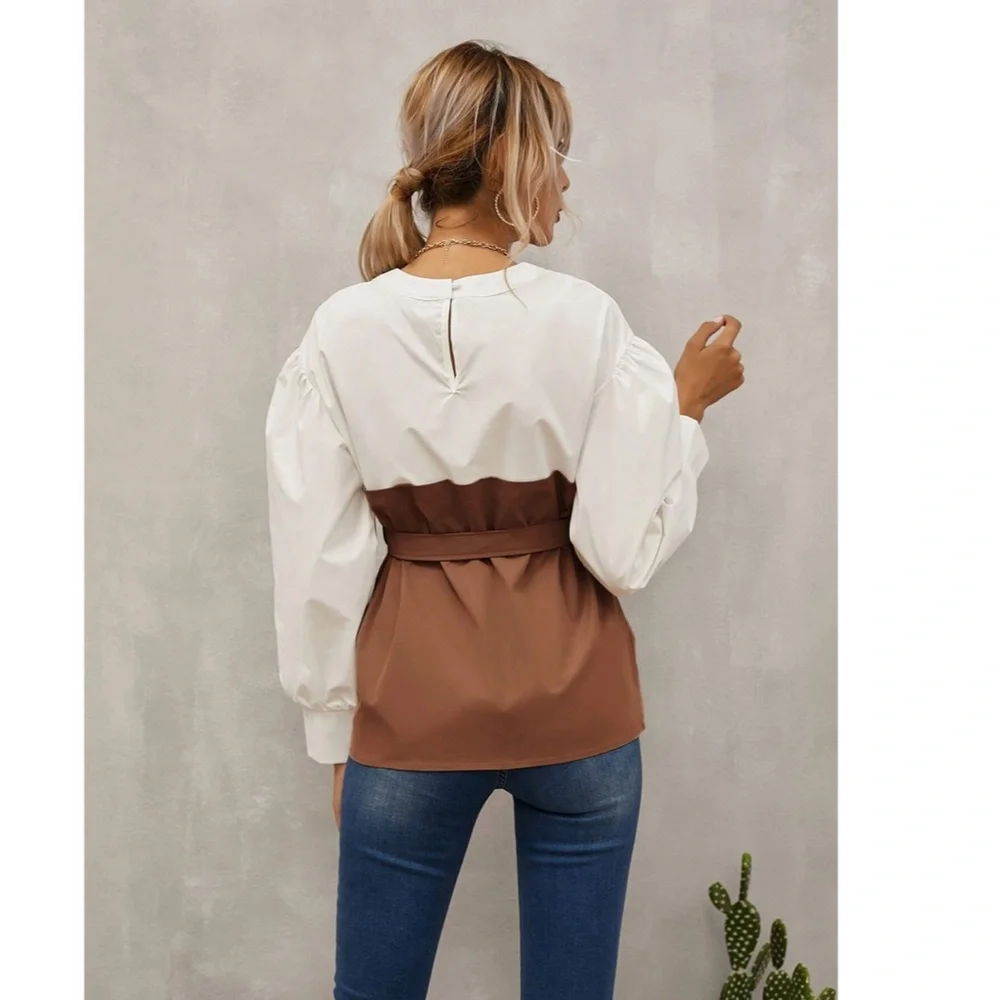 Rouge! White and Brown Button Down Shirt - Picture 3 of 7